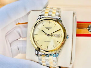 Đồng hồ nam Tự động Longines Flagship Lịch đôi Thứ - Ngày 38.5mm Viền vàng mặt vàng dây demi vàng L4.899.3.32.7