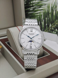 Đồng hồ nam Sunrise Dây thép Trắng Moonphase 1346SA