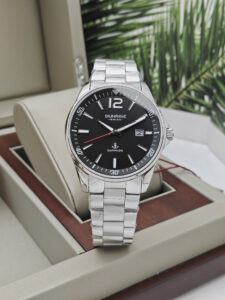 Đồng hồ nam Sunrise Dây thép Mặt đen 1345SA