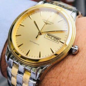 Longines Flagship Lịch đôi Thứ - Ngày 38.5mm Viền vàng mặt vàng dây demi vàng L4.899.3.32.7 L48993327