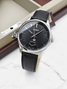 Đồng hồ nam Casio Moonphase Lịch tuần trăng Dây da MTP-M100L-1AVDF 