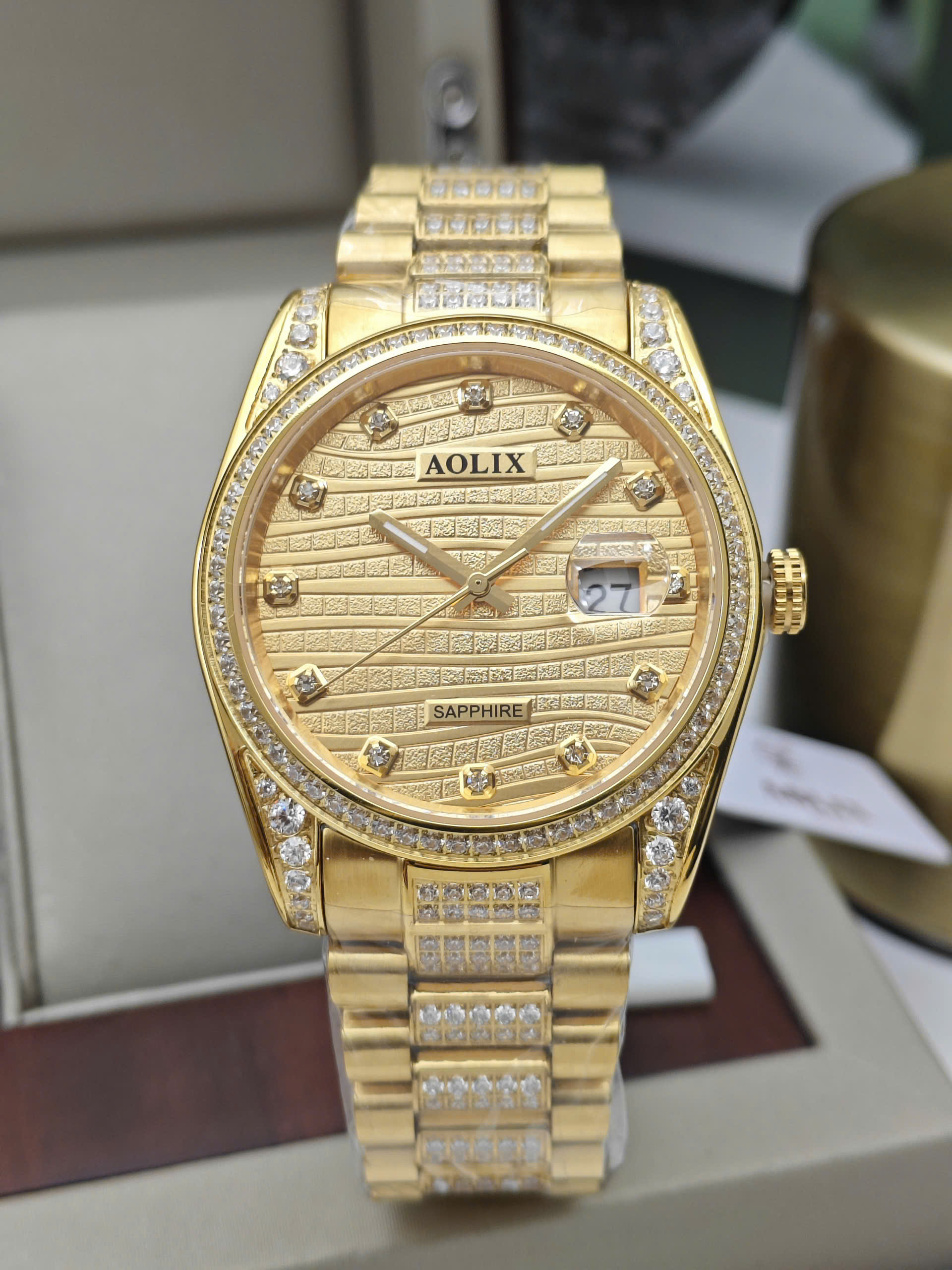 AO9170-Gold - Đồng Hồ Nam Dây Thép Chronograph Aolix - Ảnh 5