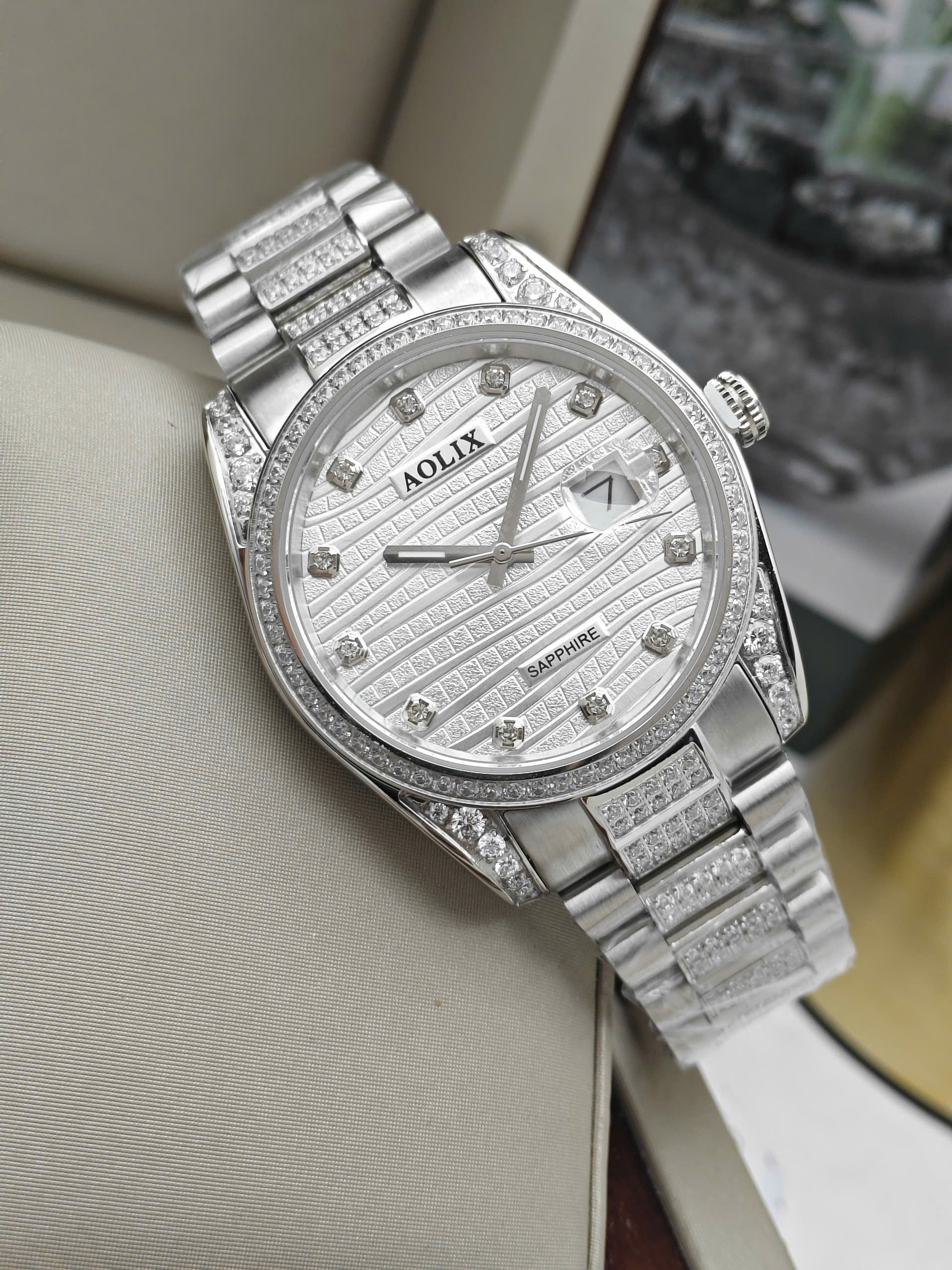 AL-9170 White - Đồng Hồ Nam Dây Thép Aolix - Ảnh 3