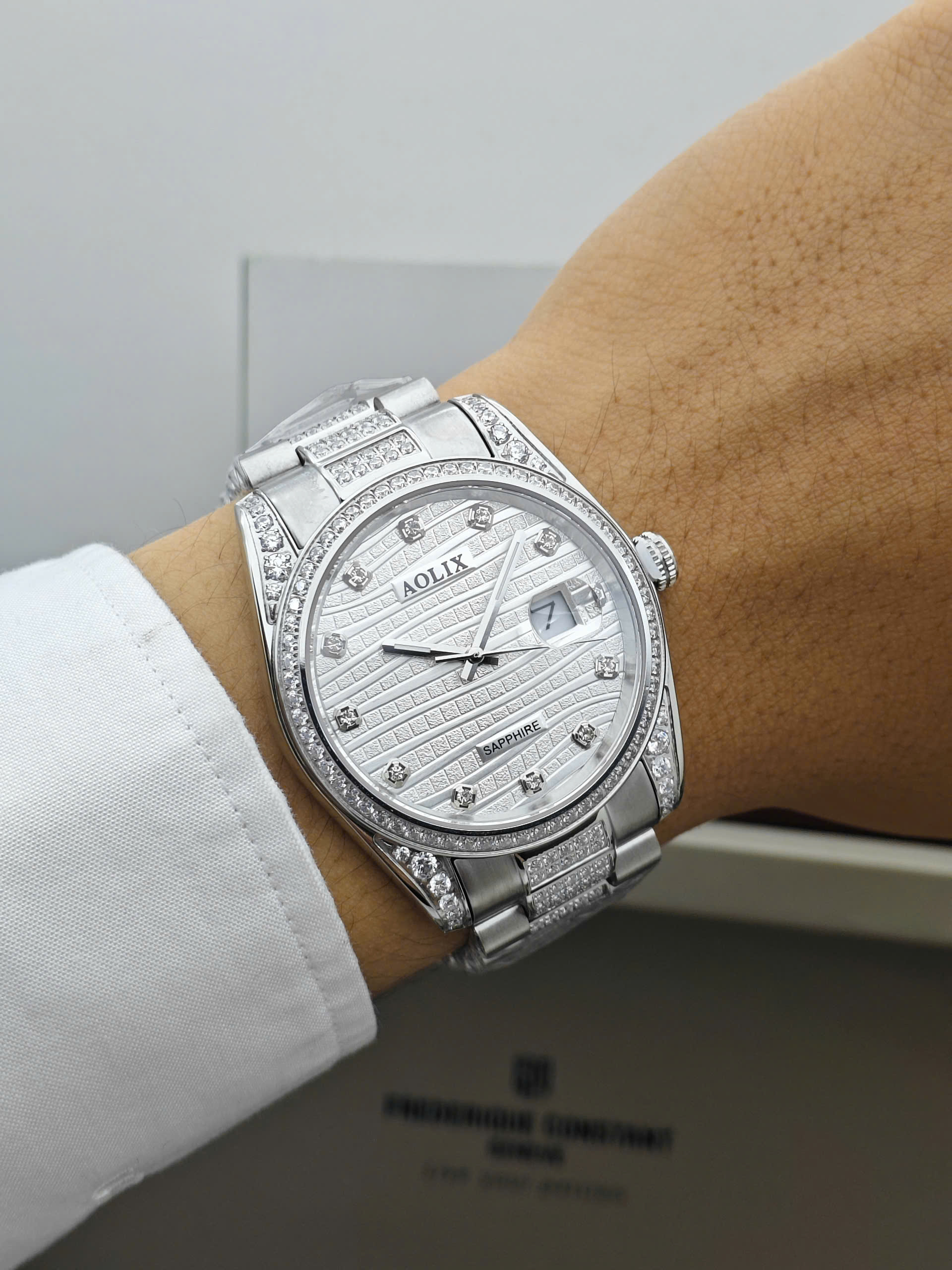 AL-9170 White - Đồng Hồ Nam Dây Thép Aolix - Ảnh 5