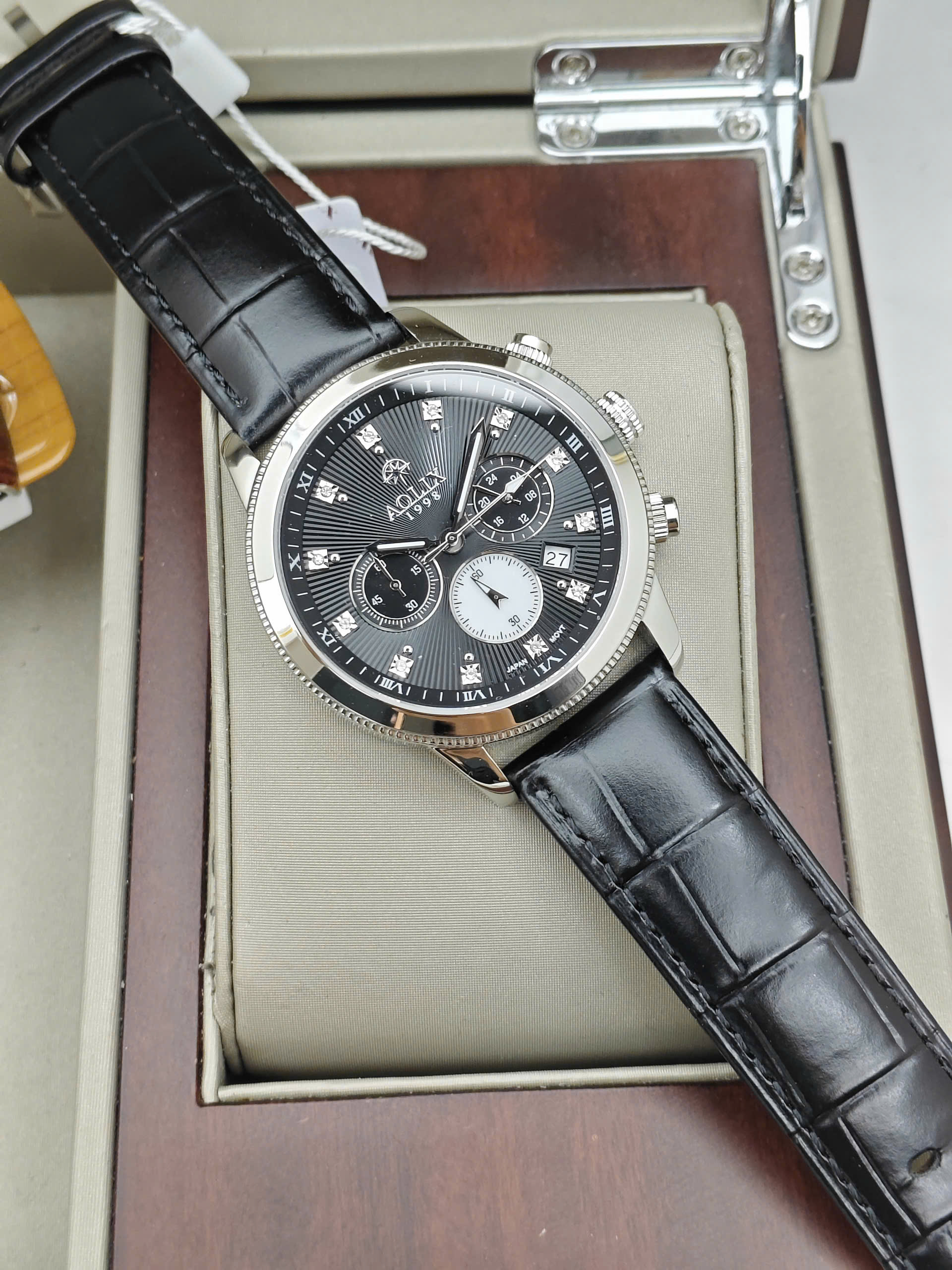 Đồng Hồ Nam Dây Da Chronograph Aolix AL-7069 BLACK Sapphire - Ảnh 5