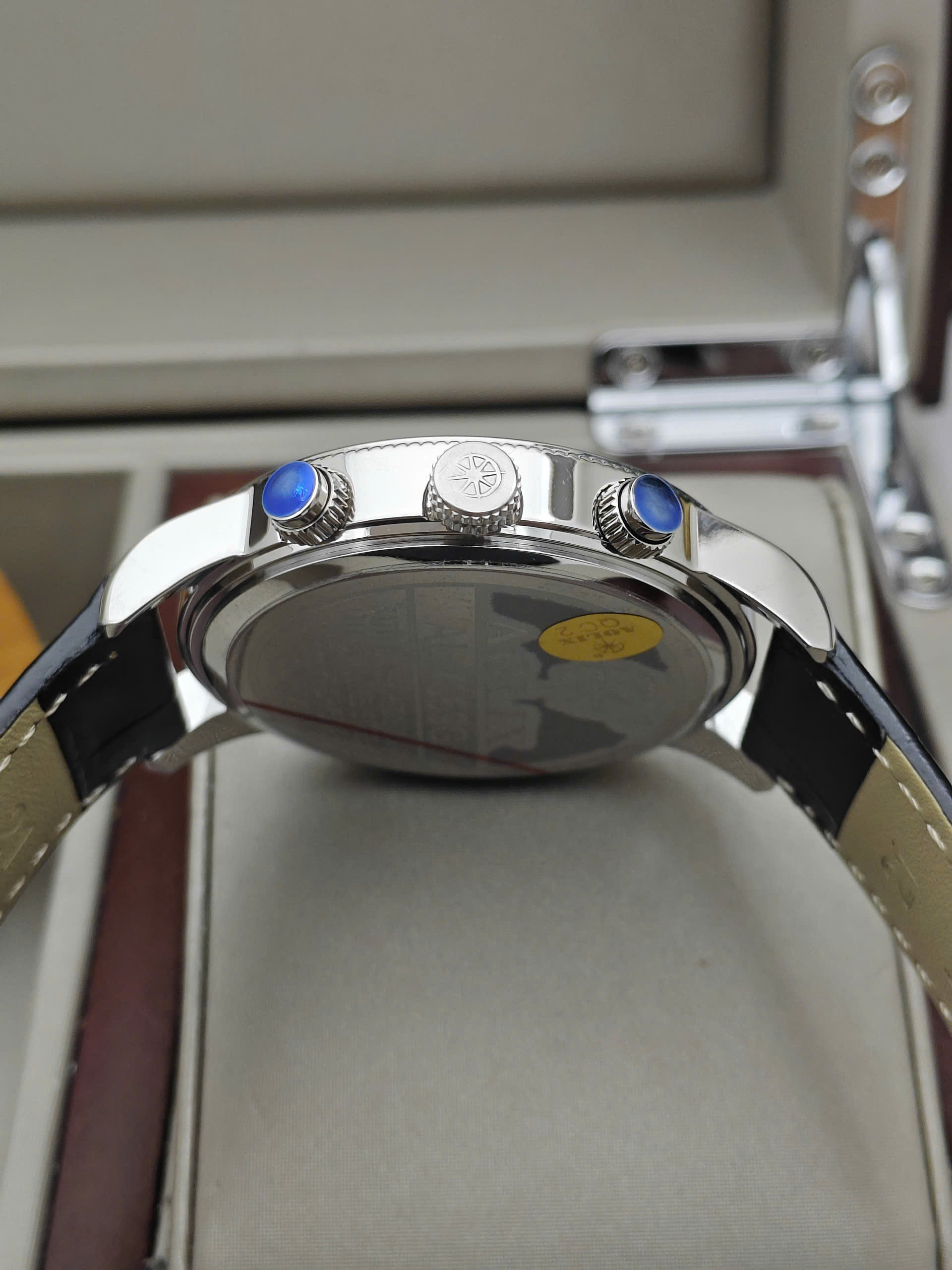 Đồng Hồ Nam Dây Da Chronograph Aolix AL-7069 BLACK Sapphire - Ảnh 2