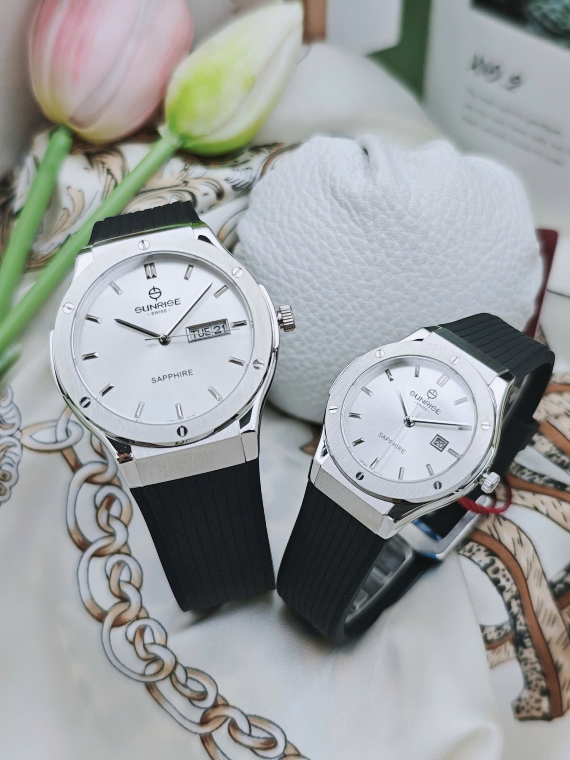 Đồng hồ đôi Sunrise Silver Quartz 1310JA-2310JA - Ảnh 2