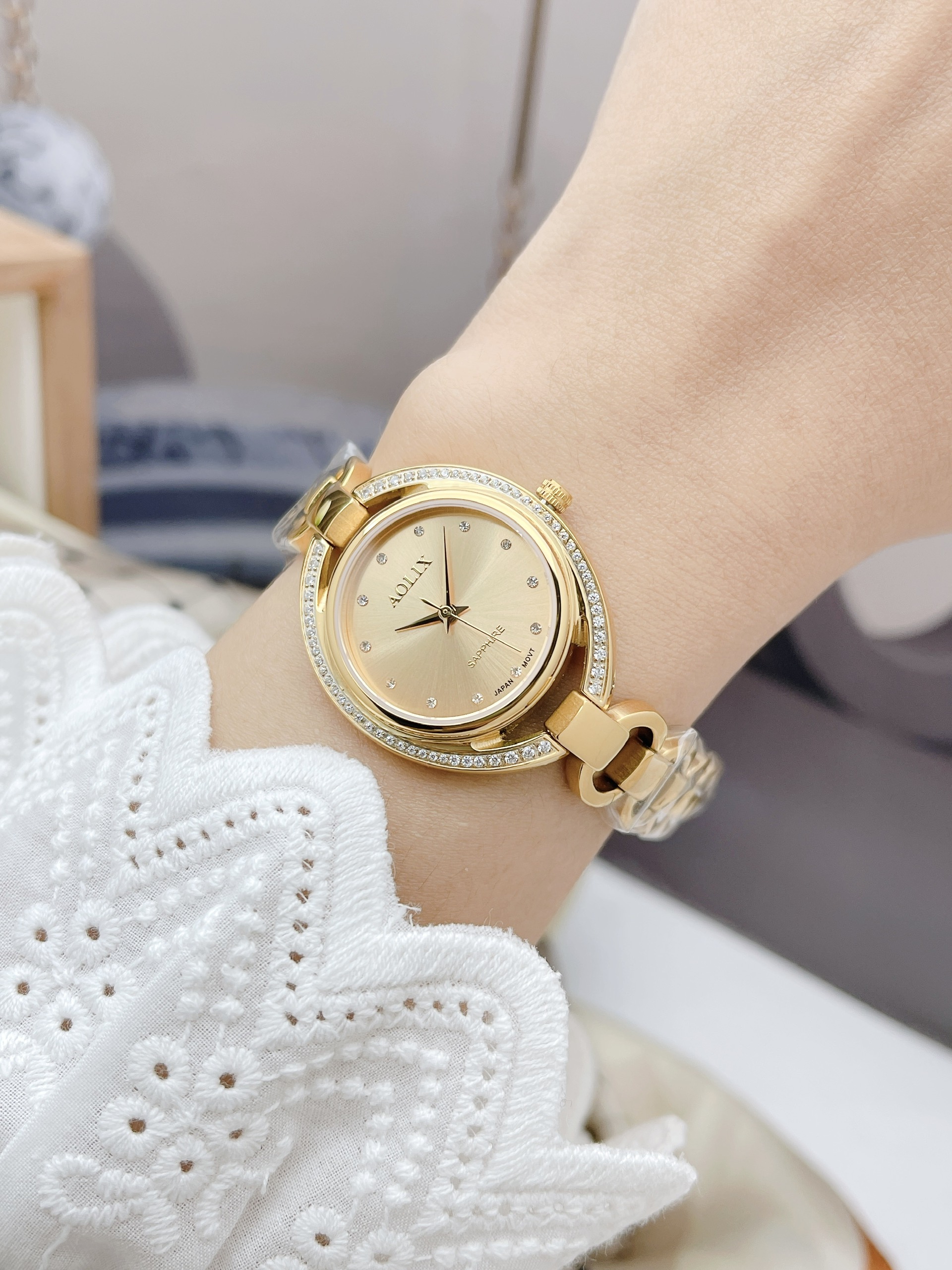 AL1061-GG-SG - Đồng Hồ Nữ Dây Thép Aolix Sapphire - Ảnh 6