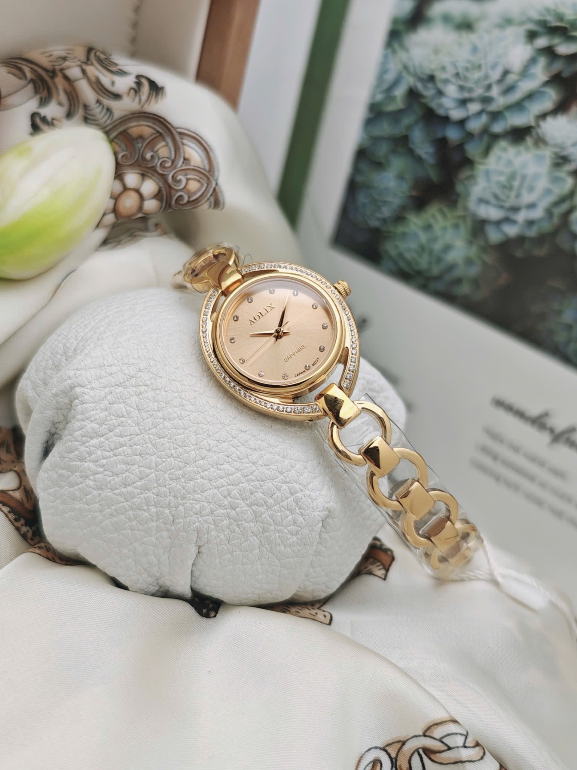 AL1061-GG-SG - Đồng Hồ Nữ Dây Thép Aolix Sapphire - Ảnh 5