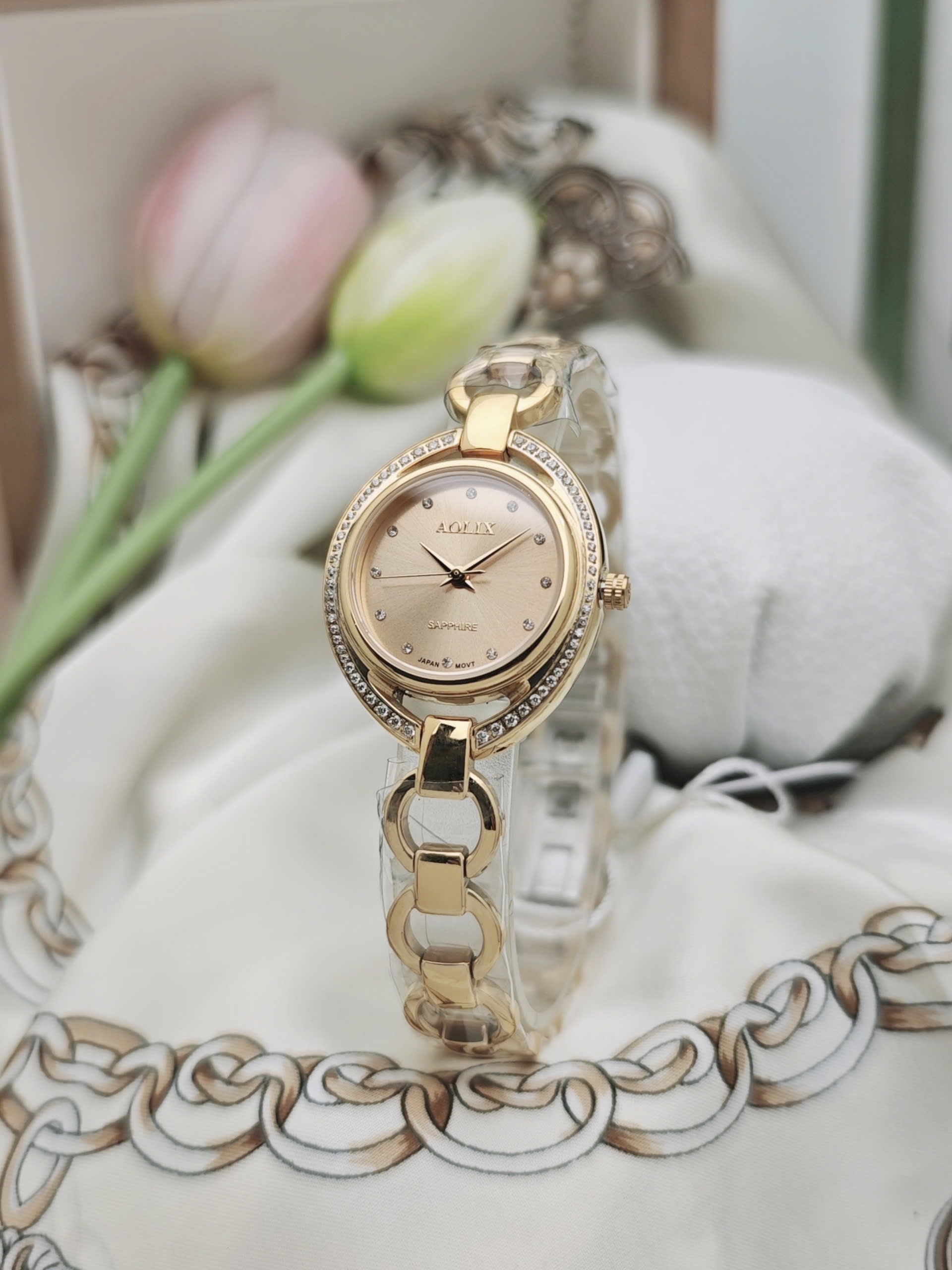 AL1061-GG-SG - Đồng Hồ Nữ Dây Thép Aolix Sapphire - Ảnh 4