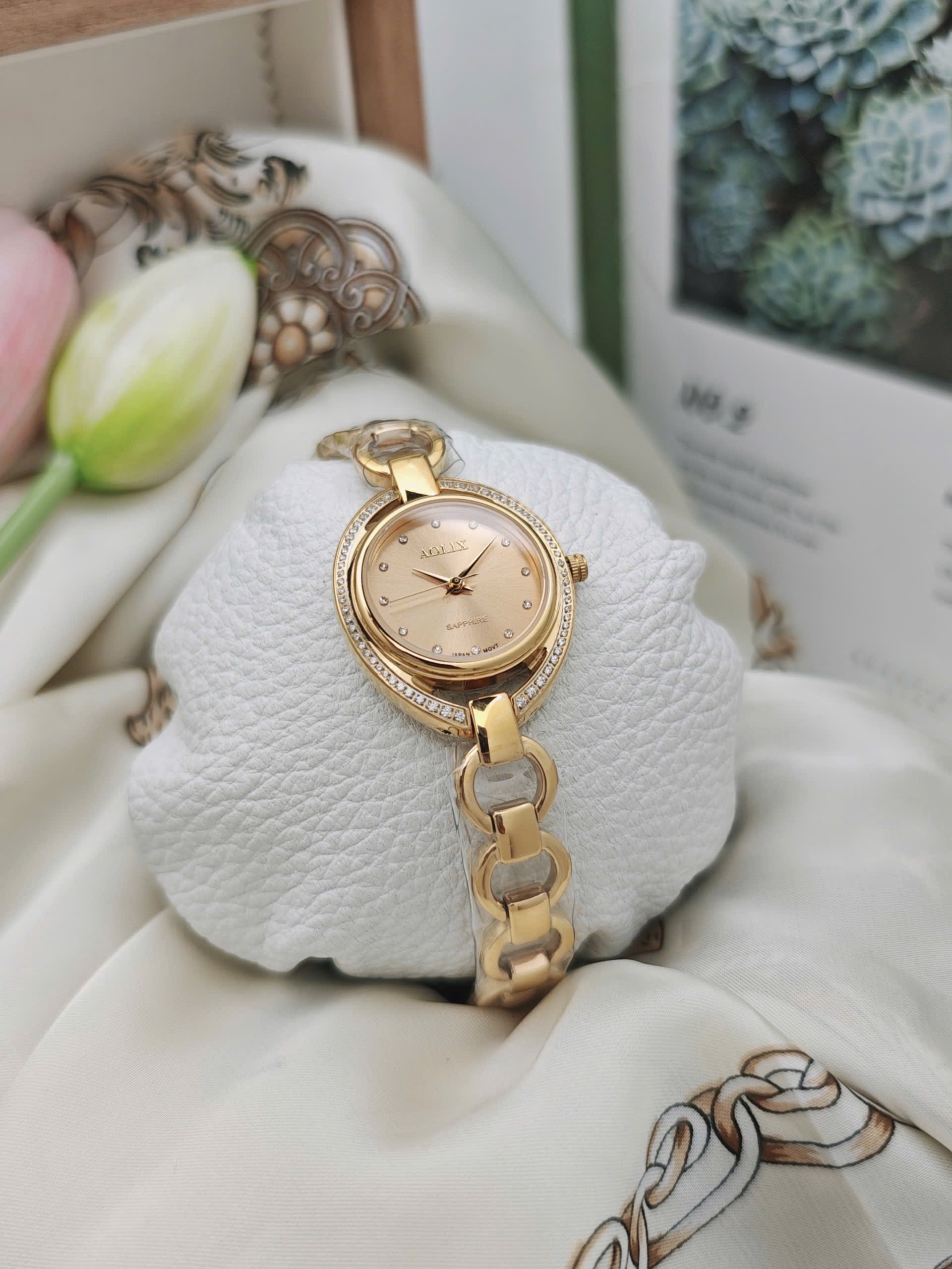 AL1061-GG-SG - Đồng Hồ Nữ Dây Thép Aolix Sapphire - Ảnh 3