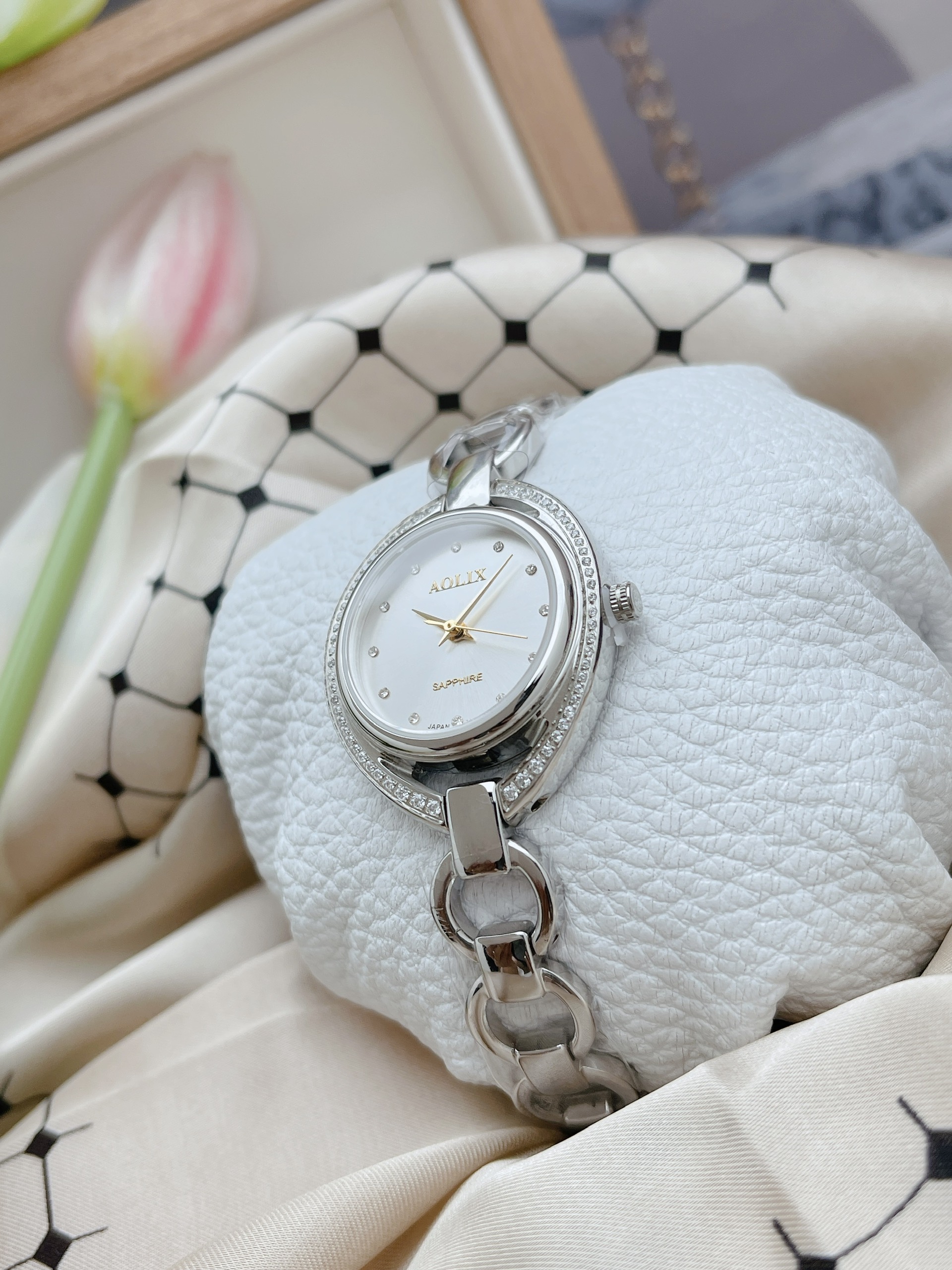 AL1061-SW-SS - Đồng Hồ Nữ Dây Thép Aolix Sapphire - Ảnh 5