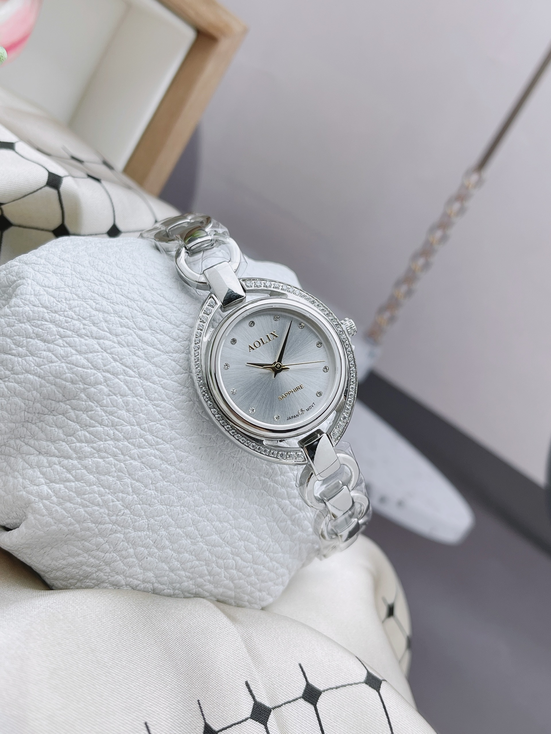 AL1061-SW-SS - Đồng Hồ Nữ Dây Thép Aolix Sapphire - Ảnh 3
