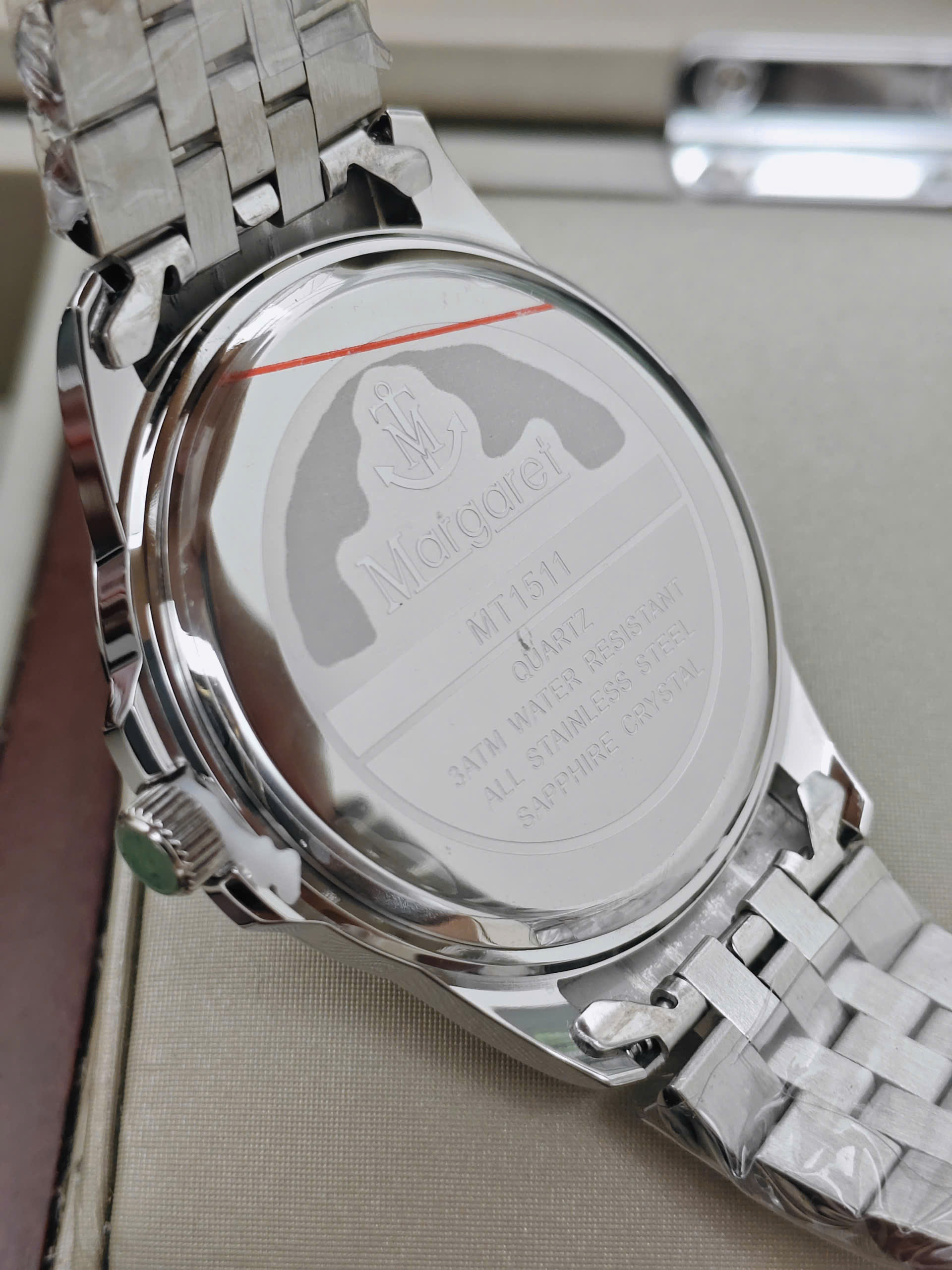Margaret MT1511 White - Đồng hồ nam Margaret kính sapphire Lịch đôi - Ảnh 5