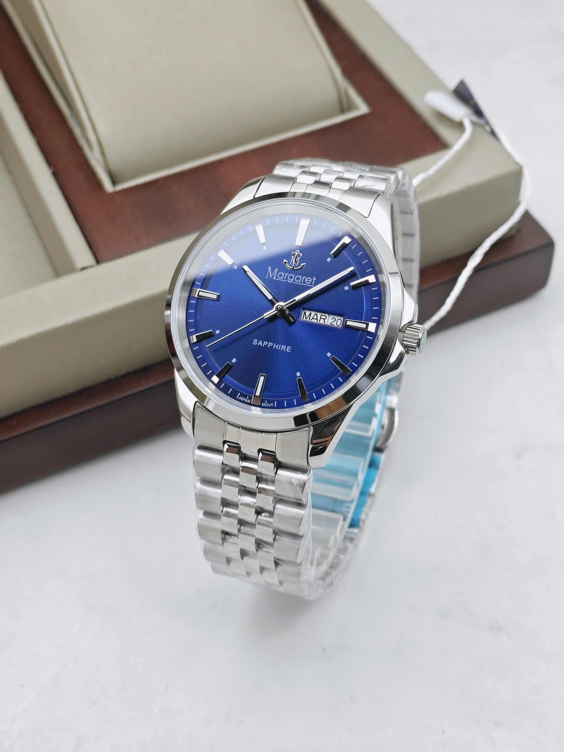Margaret MT1511 blue - Đồng hồ nam Margaret kính sapphire Lịch đôi - Ảnh 4