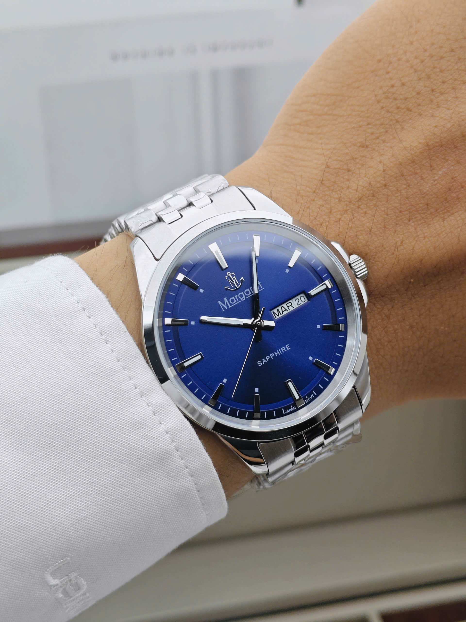 Margaret MT1511 blue - Đồng hồ nam Margaret kính sapphire Lịch đôi - Ảnh 6