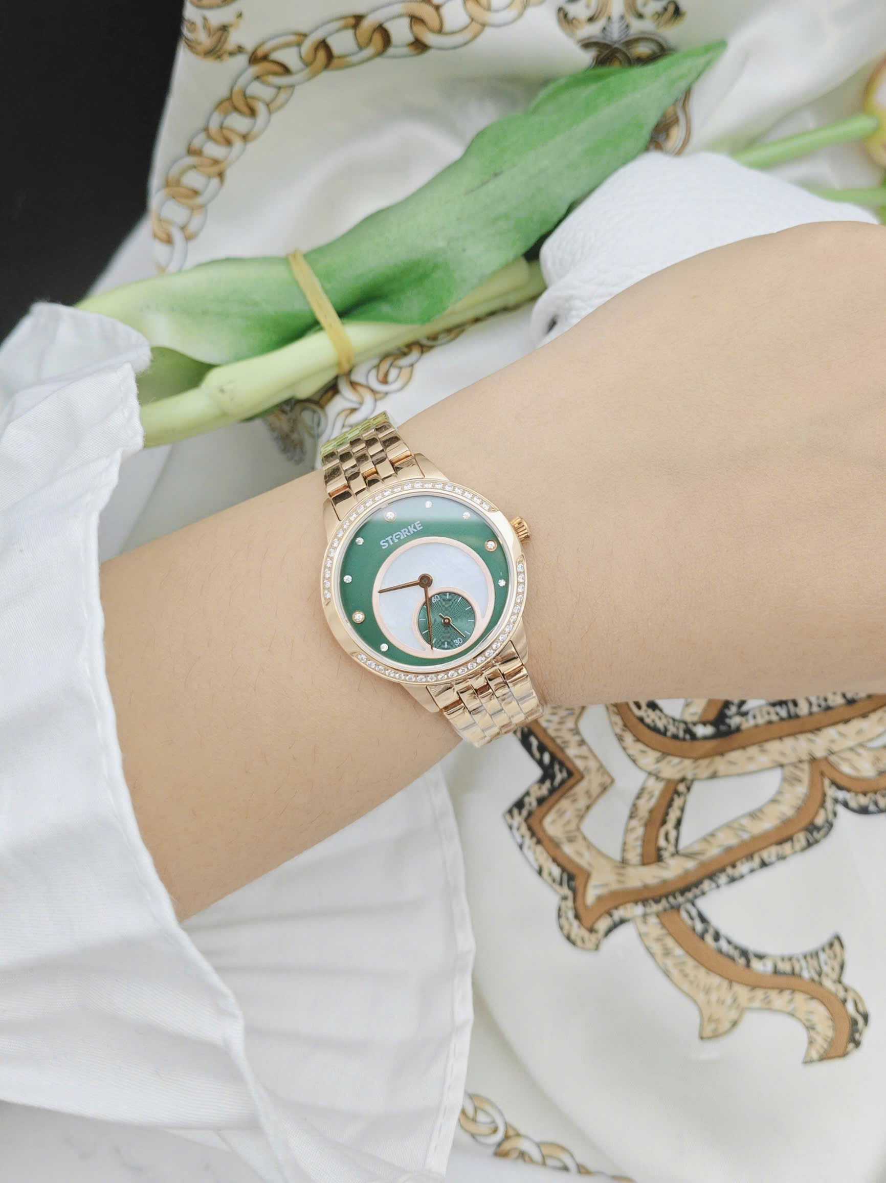 SK103AL - Đồng hồ nữ Starke mặt xanh lá - Ảnh 5