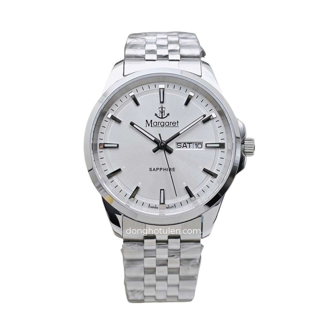 Margaret MT1511 White - Đồng hồ nam Margaret kính sapphire Lịch đôi