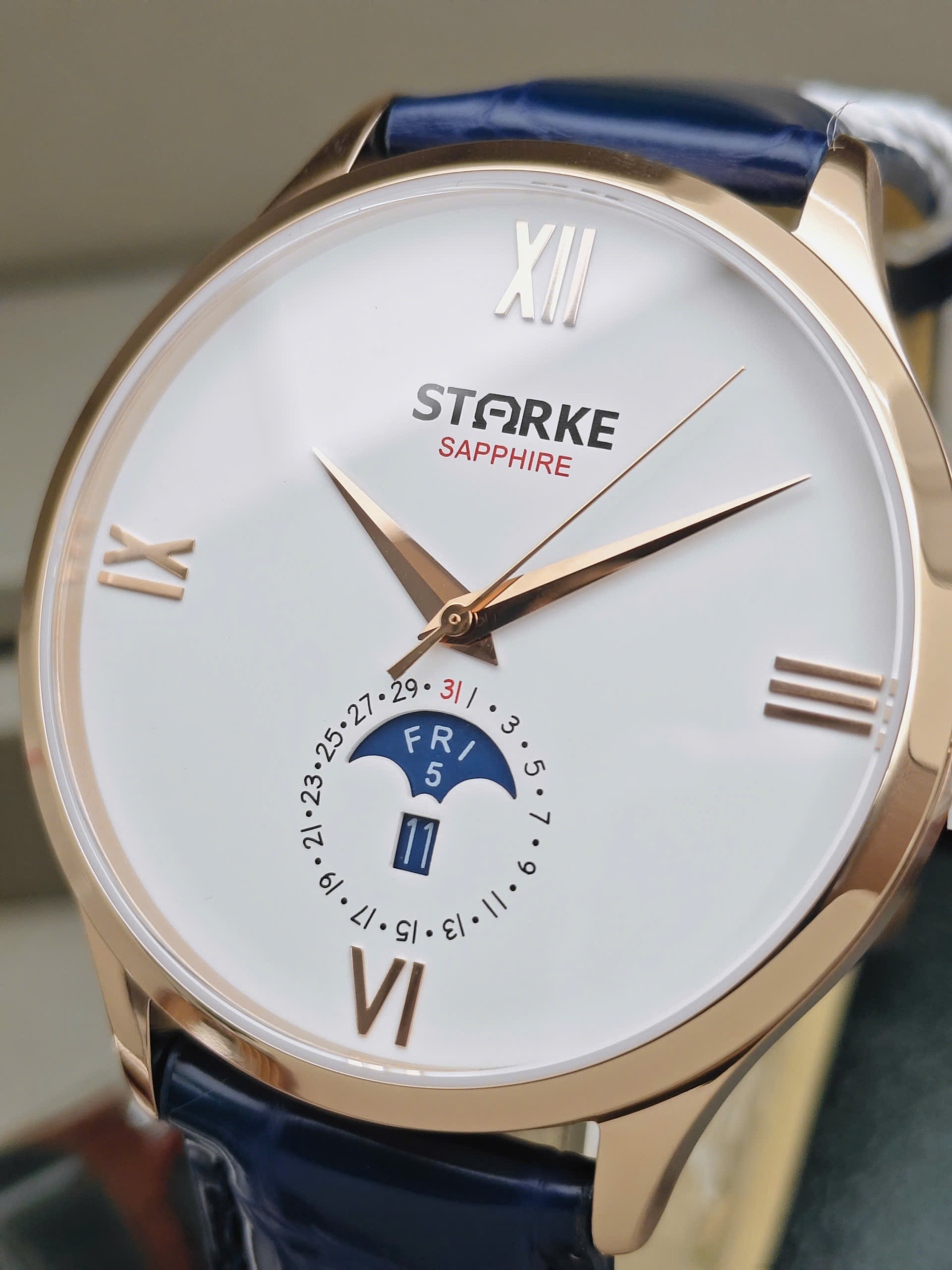Đồng Hồ Nam STARKE SK216PM Viền vàng hồng mặt trắng - Ảnh 5