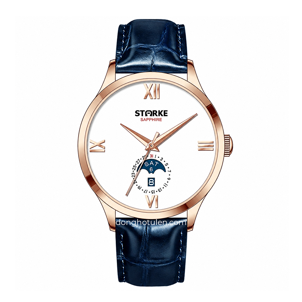Đồng Hồ Nam STARKE SK216PM Viền vàng hồng mặt trắng