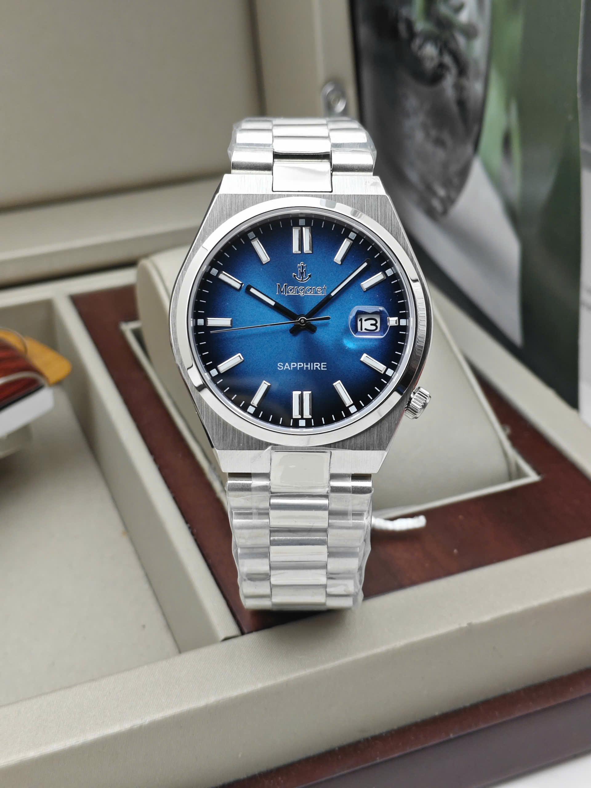 MT8186.BlSS - Đồng hồ nam Margaret kính sapphire - Ảnh 2