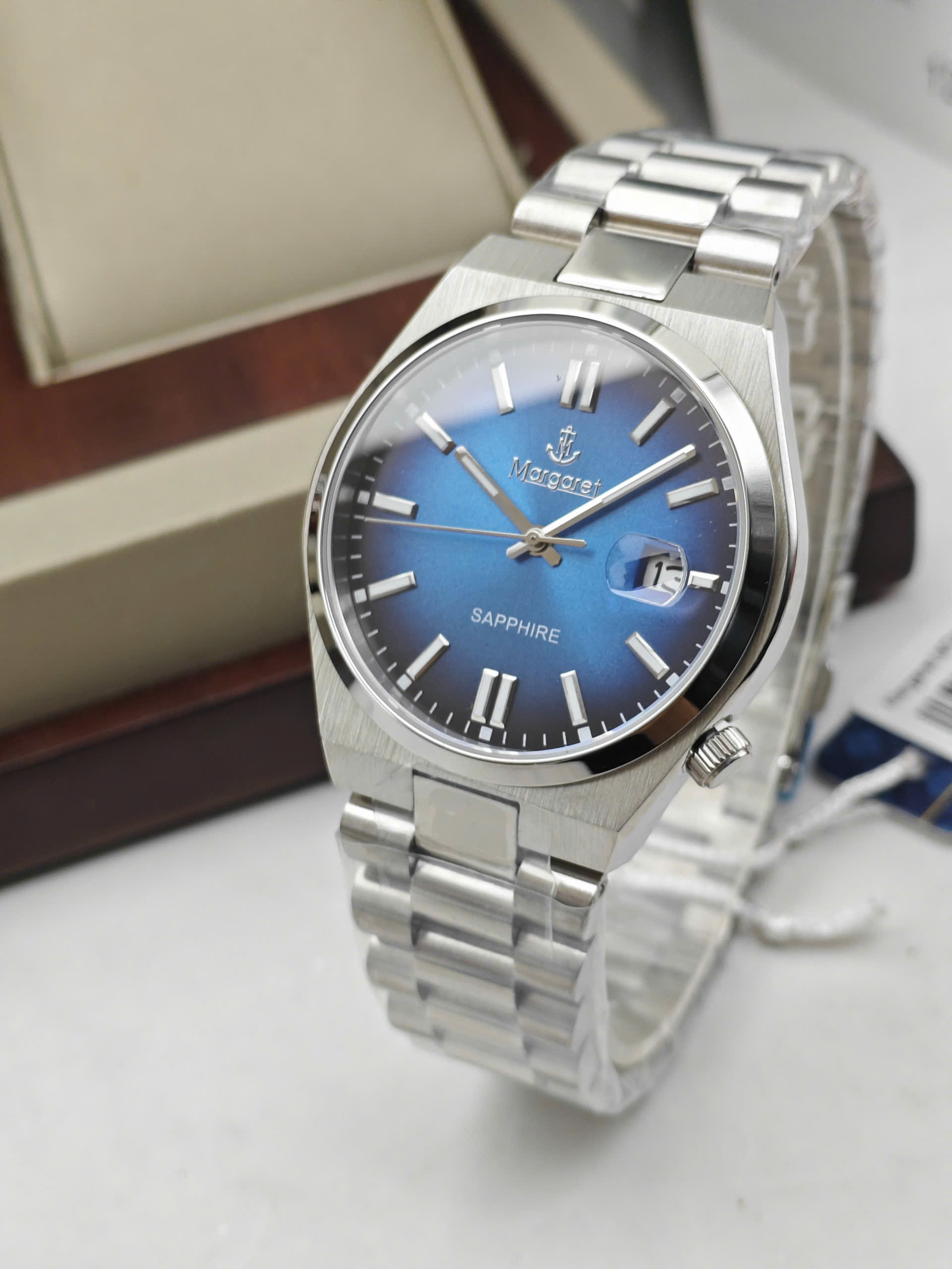 MT8186.BlSS - Đồng hồ nam Margaret kính sapphire - Ảnh 4