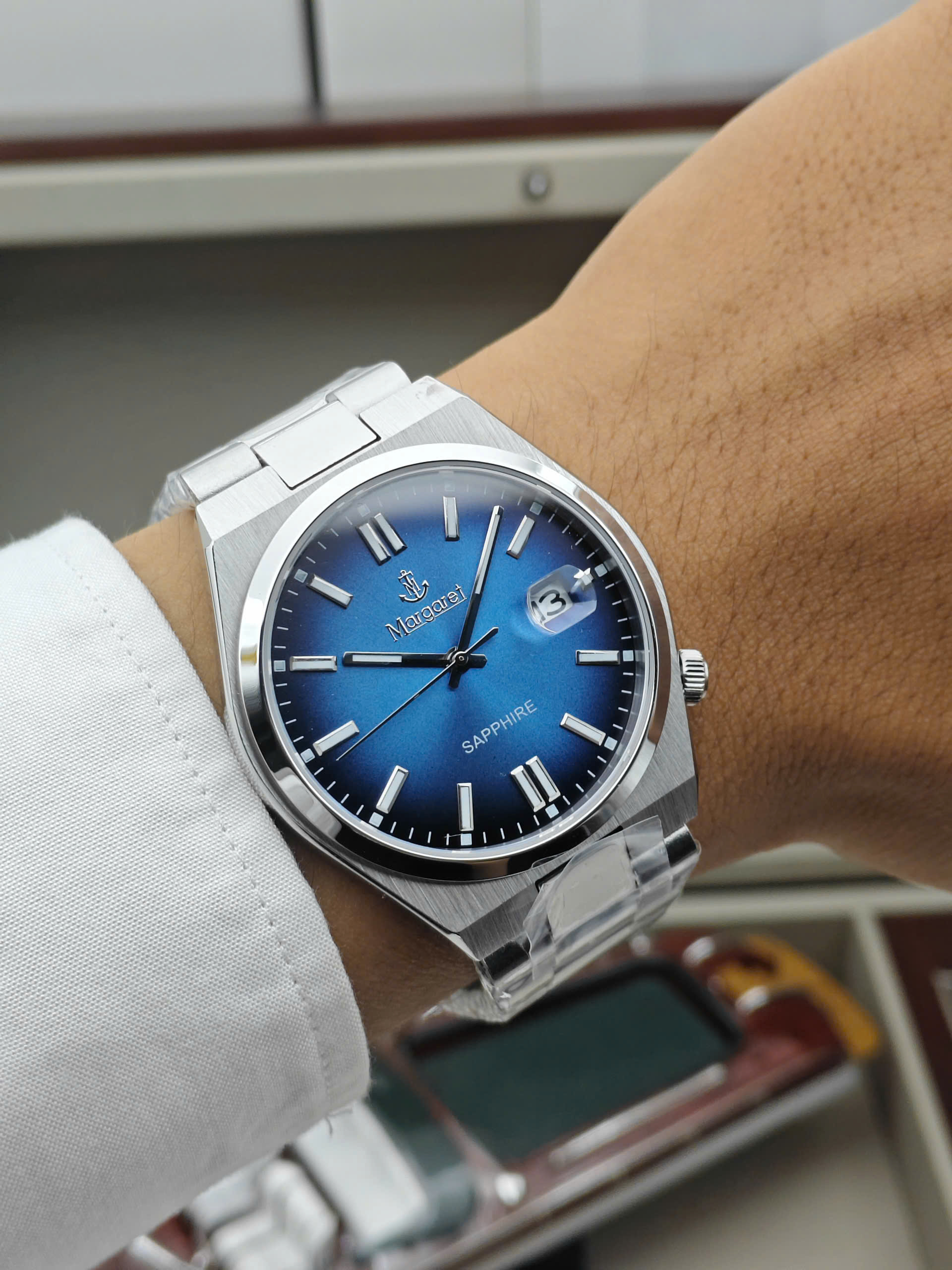 MT8186.BlSS - Đồng hồ nam Margaret kính sapphire - Ảnh 5
